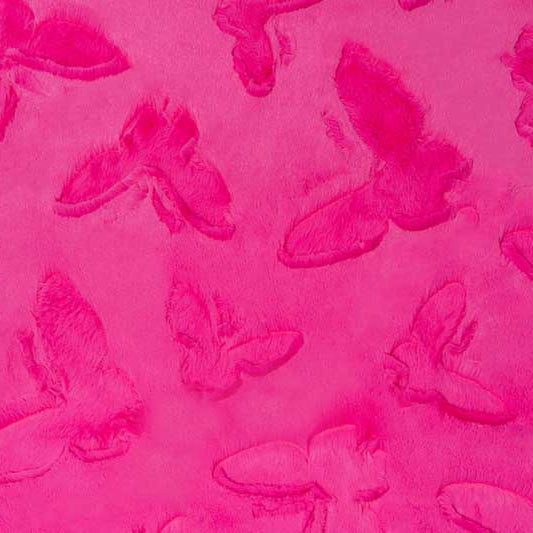 Luxe Cuddle Butterfly Think Pink Fabric - 58" Wide