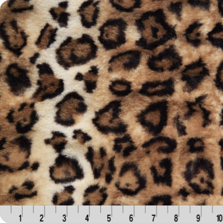Camel/Black Luxe Cuddle Milan Bobcat Fabric - 58"/60" per Yard