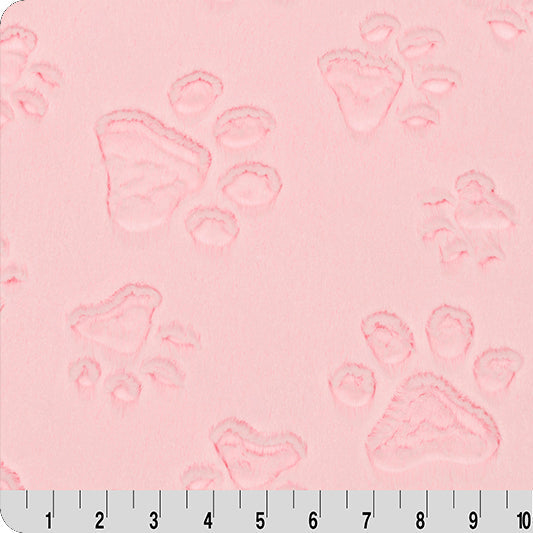 Tela Luxe Cuddle Paws Blush - 58" de ancho