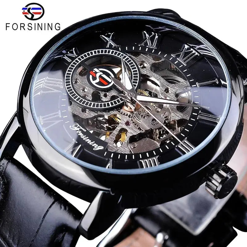 Men's Luxury Mechanical Watch with Leather Band