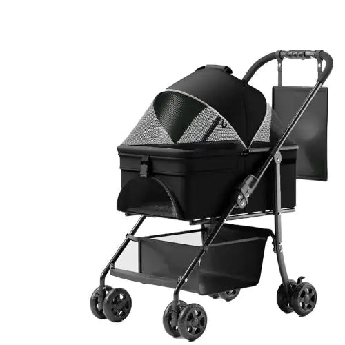 Poussette pour chien 2 en 1 pliable avec transporteur amovible