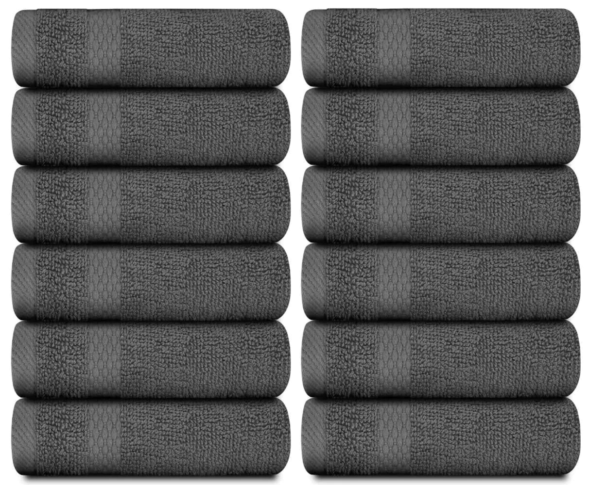 Toallas de mano de lujo gris oscuro - Set de 12, 13x13 pulgadas