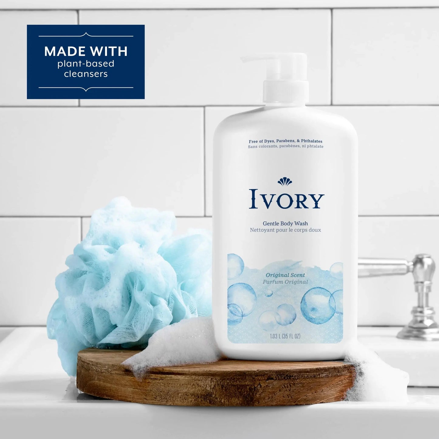 Gel Douche Doux Ivory - Scent Original, 35 oz, Adapté à Toute la Famille