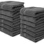 Toallas de mano de lujo gris oscuro - Set de 12, 13x13 pulgadas