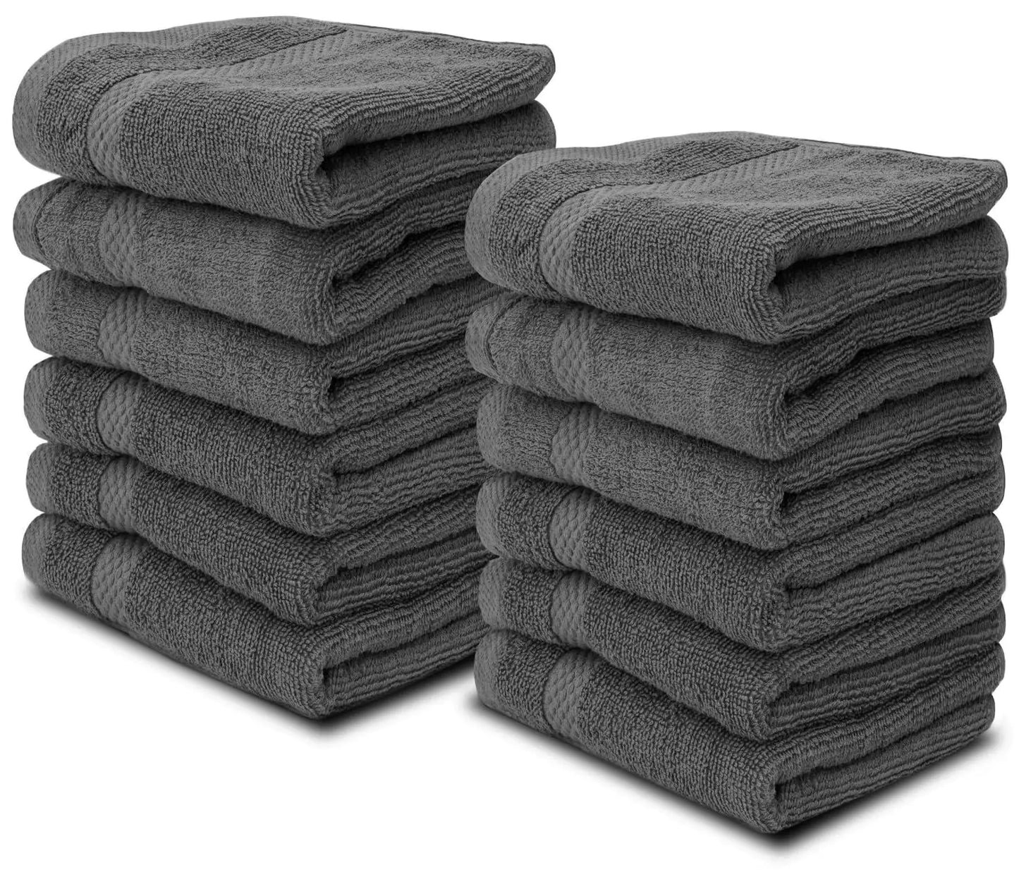 Toallas de mano de lujo gris oscuro - Set de 12, 13x13 pulgadas