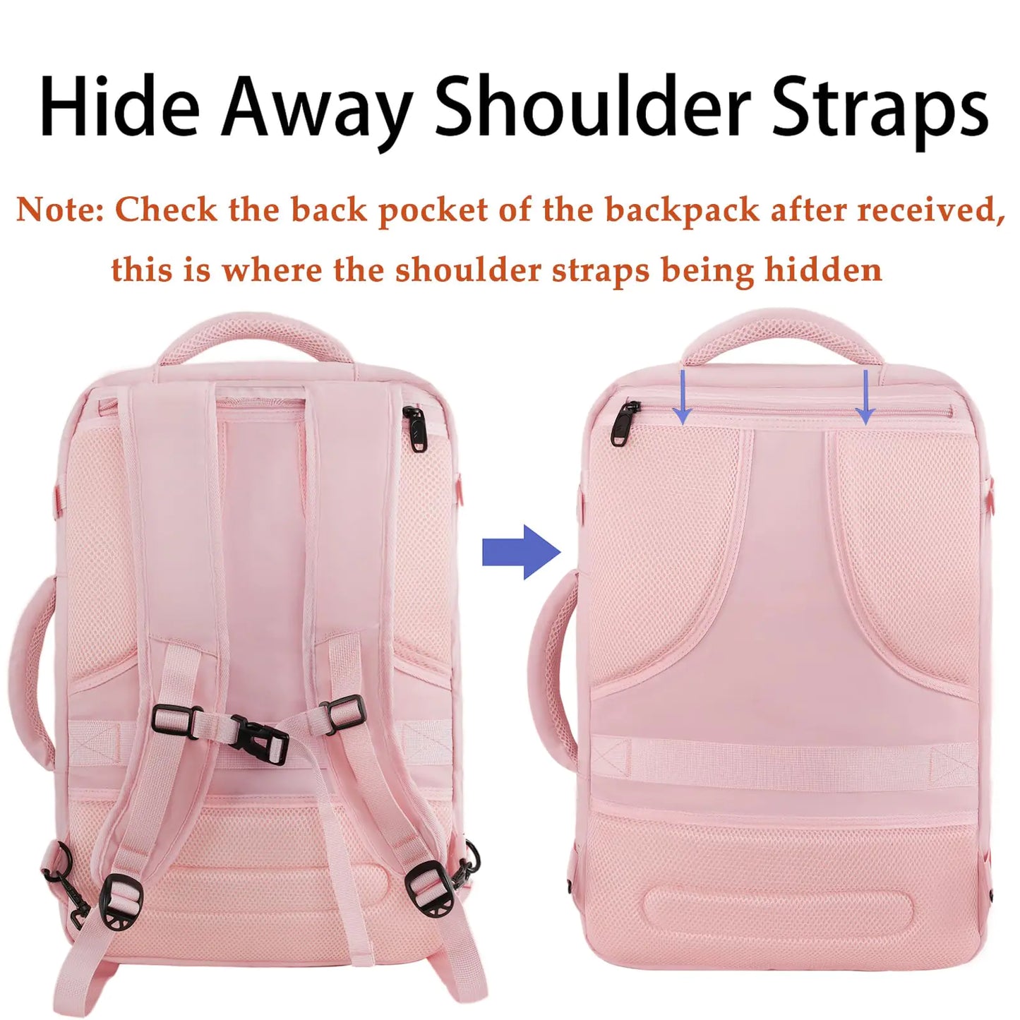 MATEIN Mochila de Viaje Rosa para Mujeres - Aprobada por Aerolíneas y Expandible