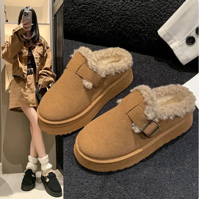 Chaussons d'hiver rétro en peluche Lux Plush pour femmes