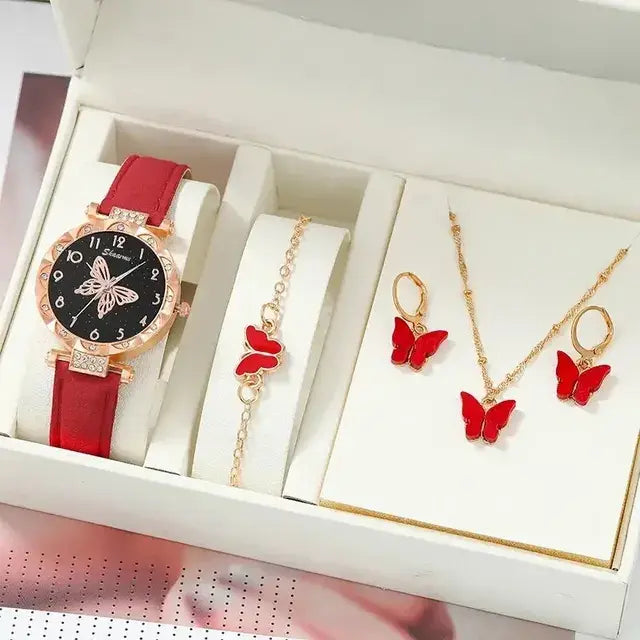 Luxury Rhinestone Butterfly Jewelry Set