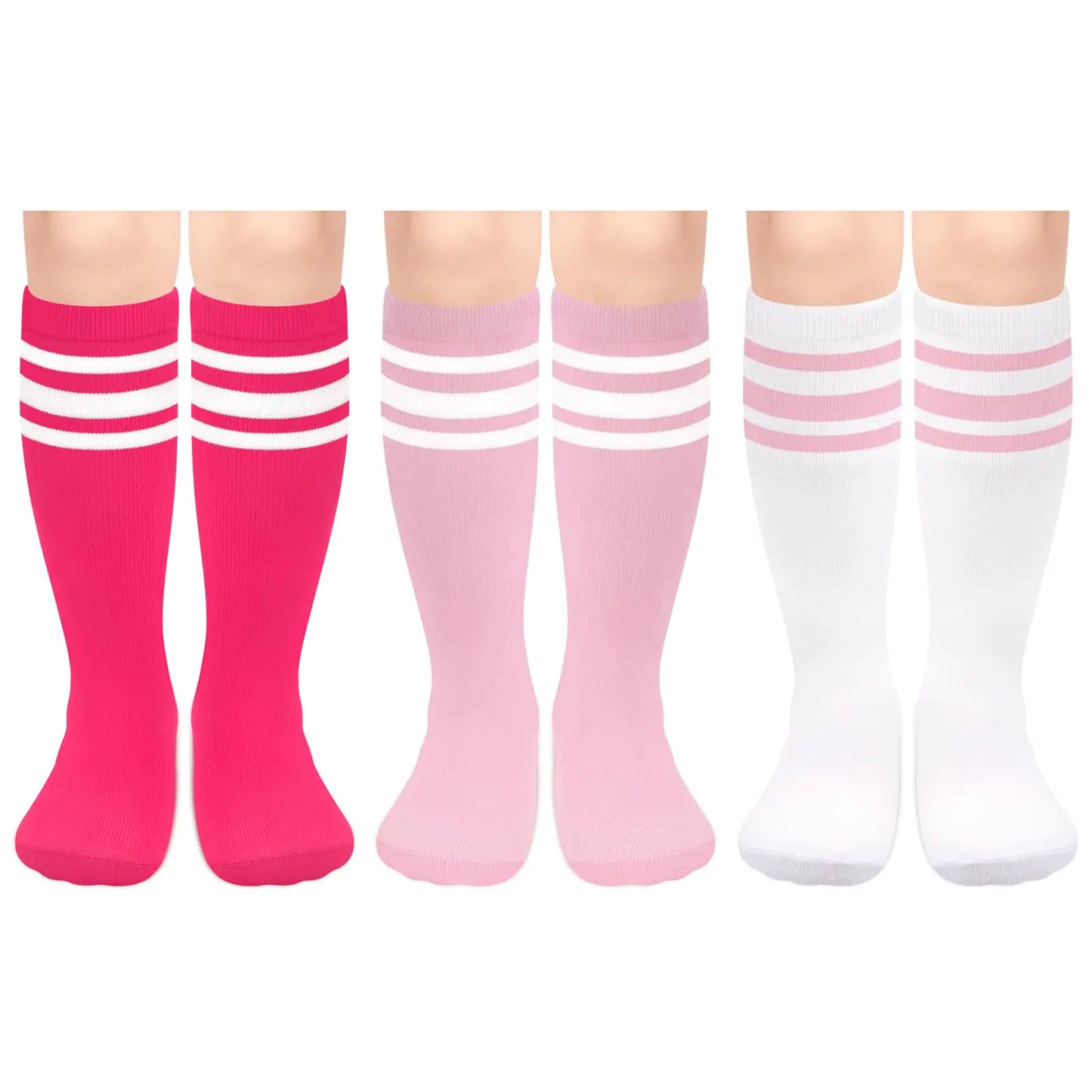 Toddler Athletic Socks - 3 Pack in Pink/White Variants