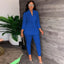 Ensemble de Chemise à Lacets en V et Pantalons Serrés