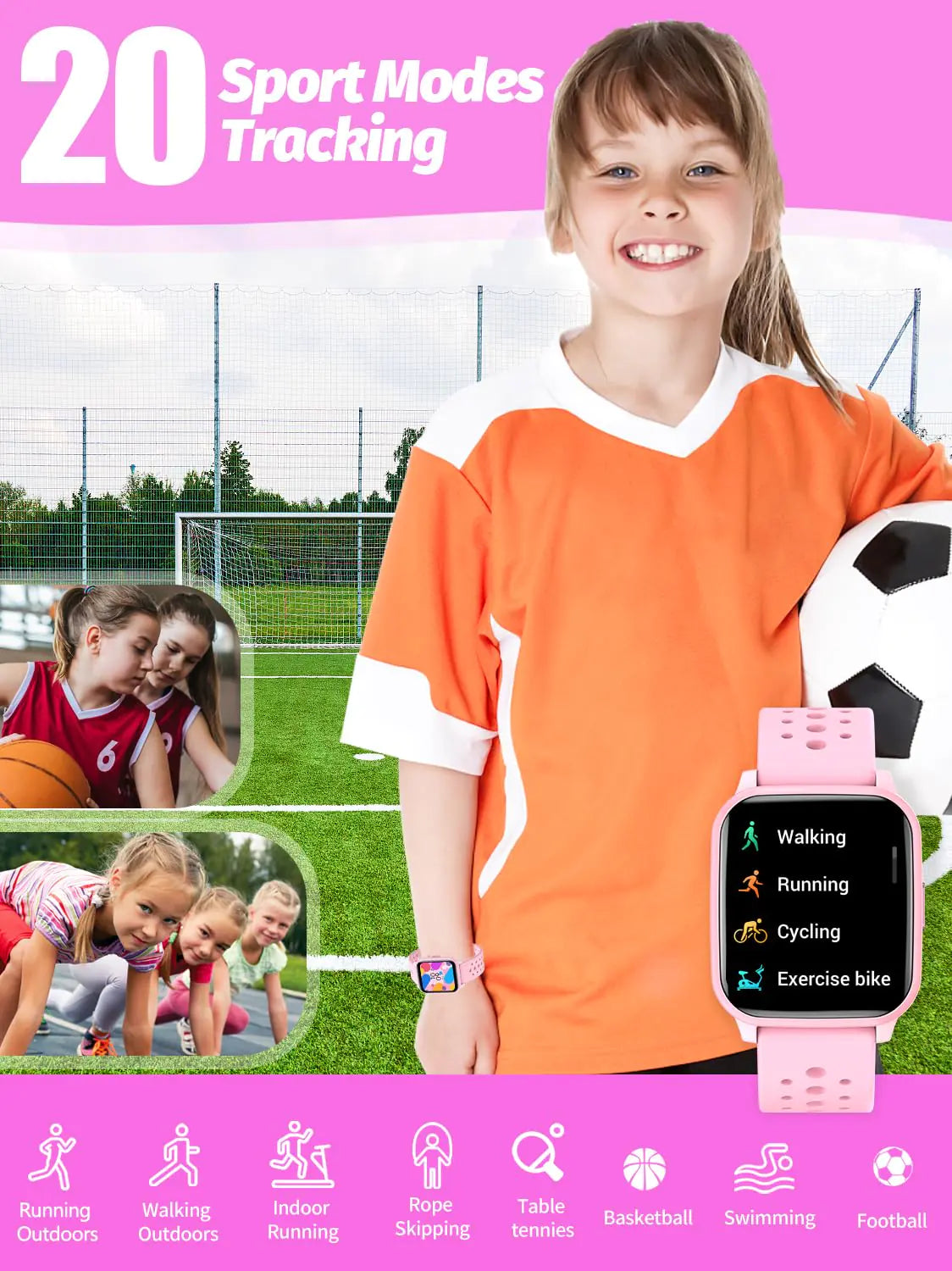 Reloj Inteligente para Niños de 4 a 16 Años - Rosa