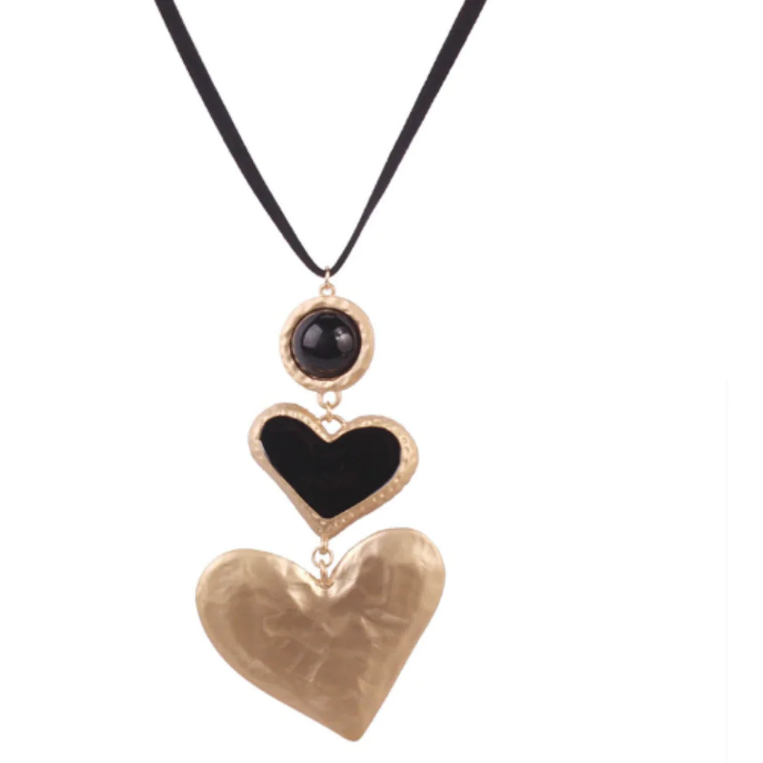 Collar de Corazón Doble Negro