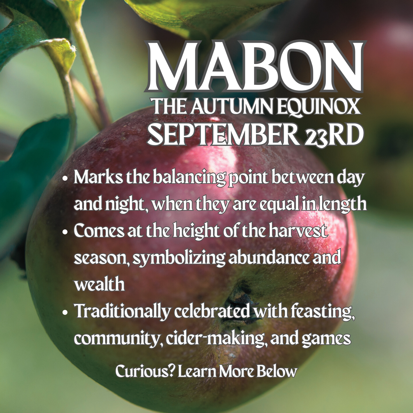 Mabon Premium Soy Candle - Enchanting Apple Harvest Blend - Korvel