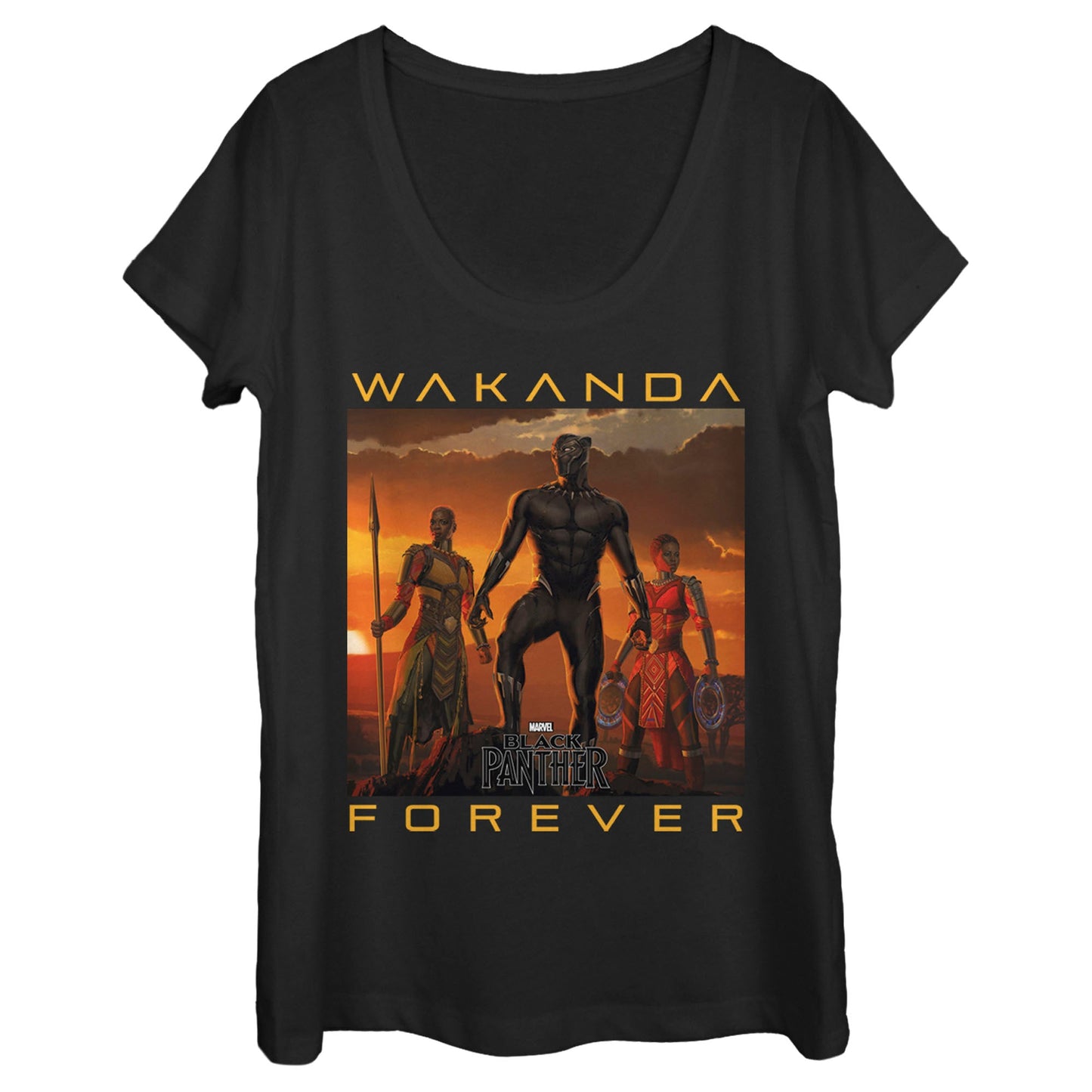 T-shirt à col rond Wakanda Forever pour femmes Marvel