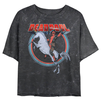 Junior's Marvel Deadpool Unicorn Mineral Wash Crop Top
