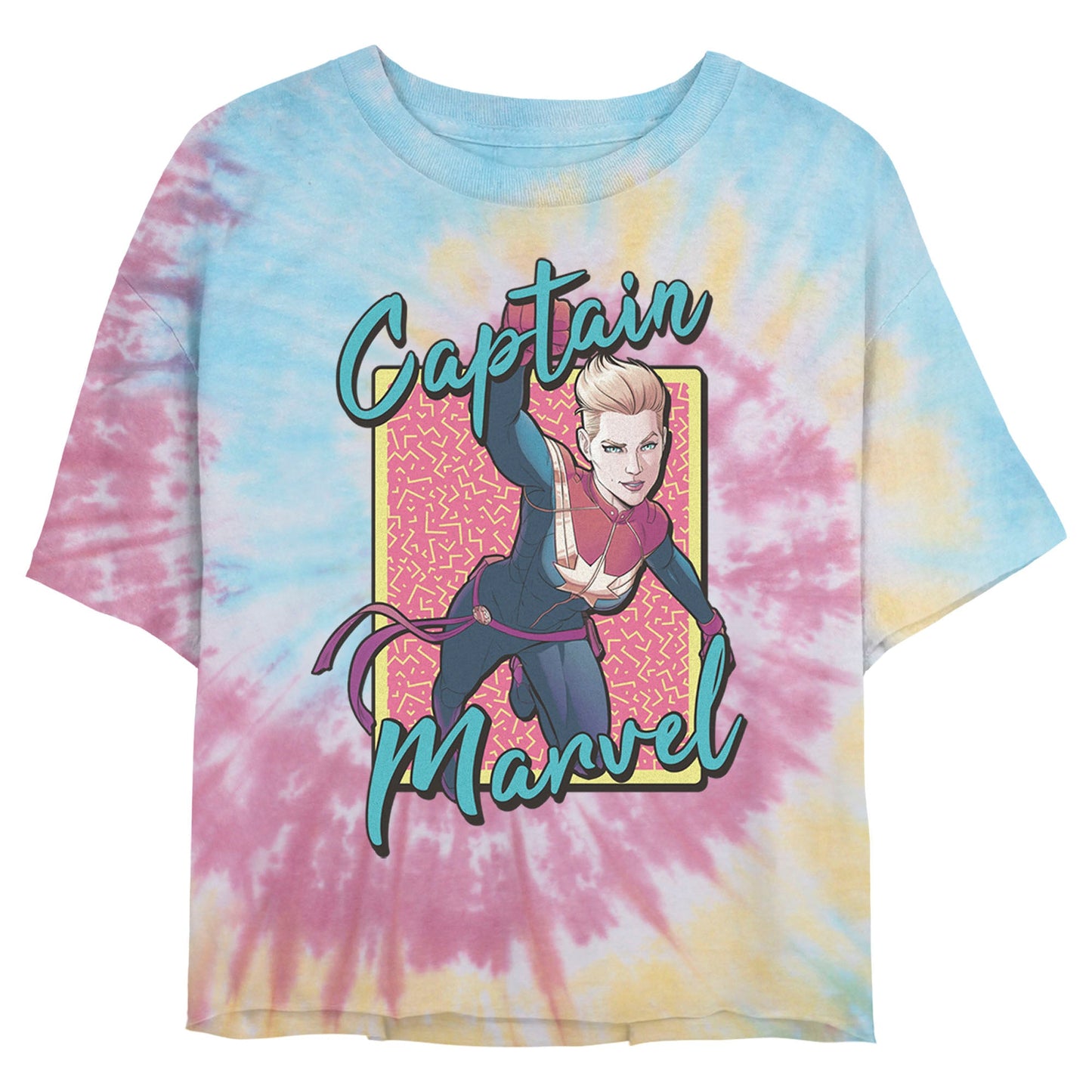 T-shirt à motifs tourbillon tie-dye Captain Marvel 90s pour junior