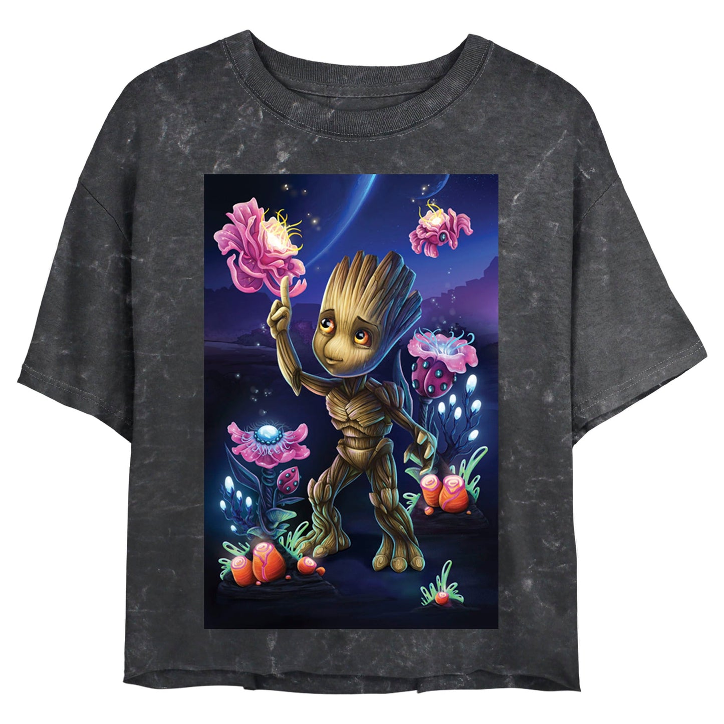Crop Top de Mineral Wash de Plantas de Groot de Marvel para Jóvenes