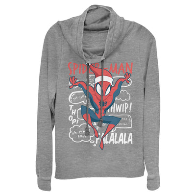 Junior's Marvel Spidey Doodle Jolly Cowl Neck Sweatshirt