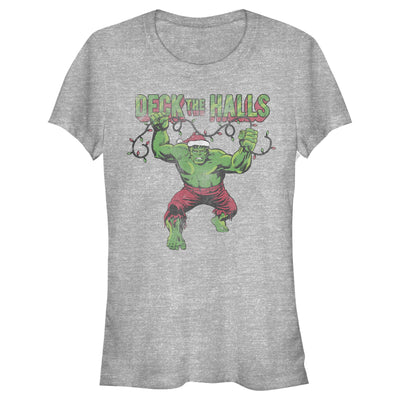 Junior's Marvel Deck the Halls Hulk T-Shirt