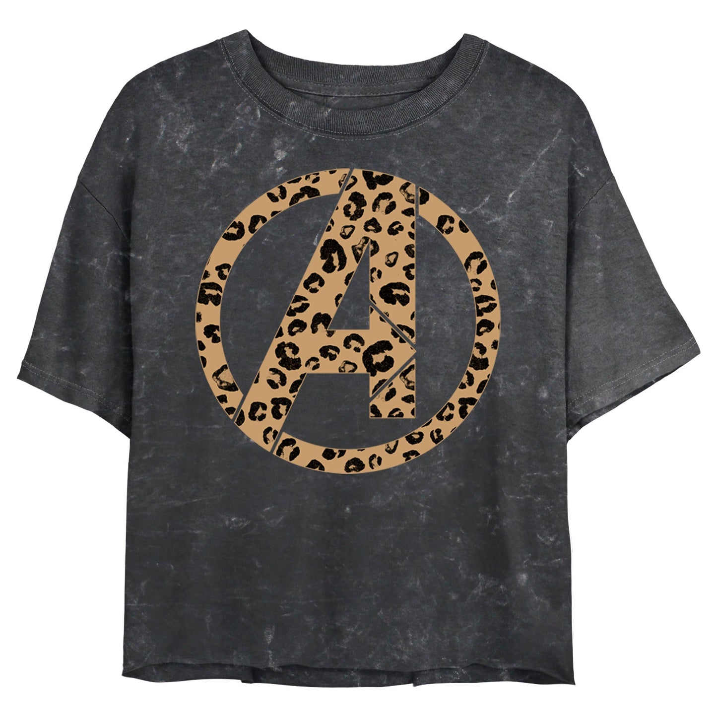 Junior's Marvel Avengers Logo Leopard Fill Crop Top