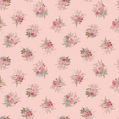 Petit Bouquet Tissu en Coton Rose Prairie - 43"/44" Par Yard