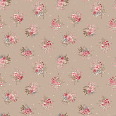 Petit Bouquet Tan Prairie Blush Tissu en Coton au Mètre