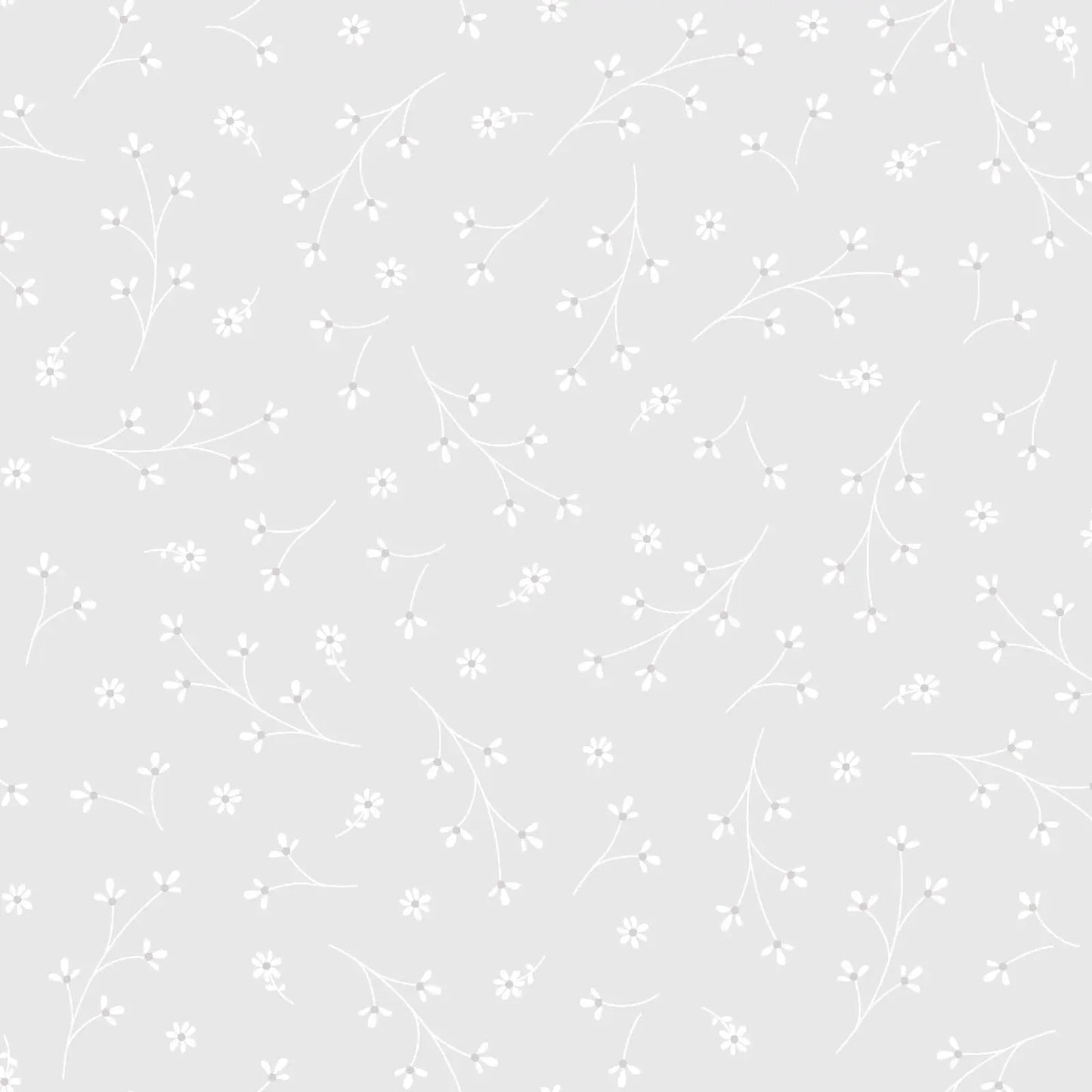 Grey Pretty Petals Cotton Wideback Fabric per Yard