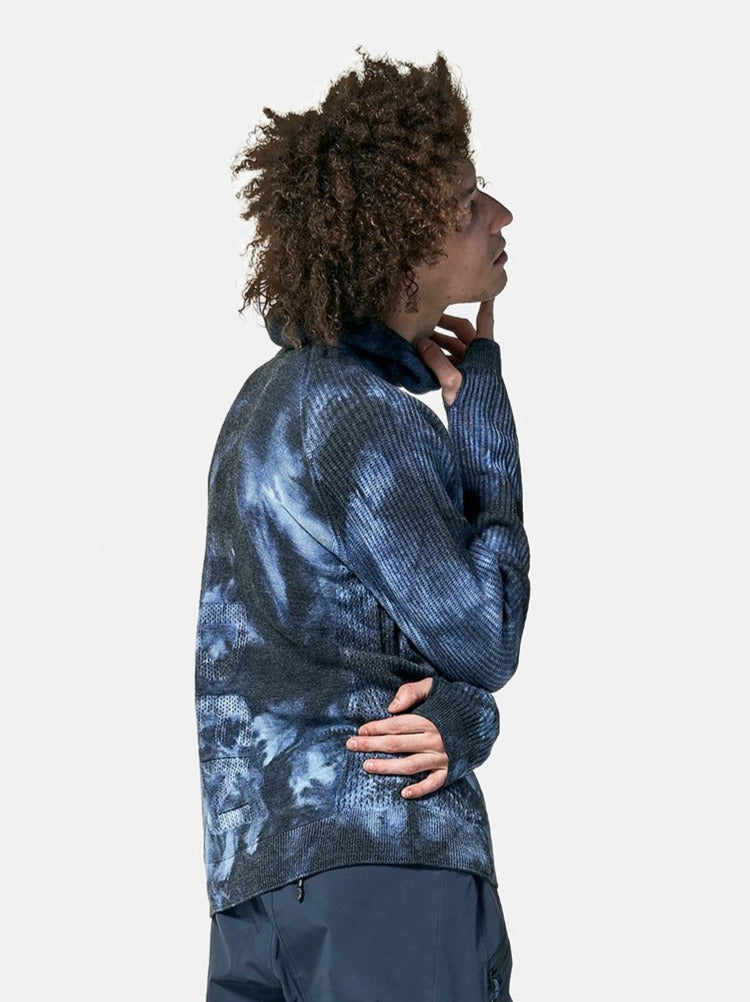 Navy Wave Dye Balaclava Sweater