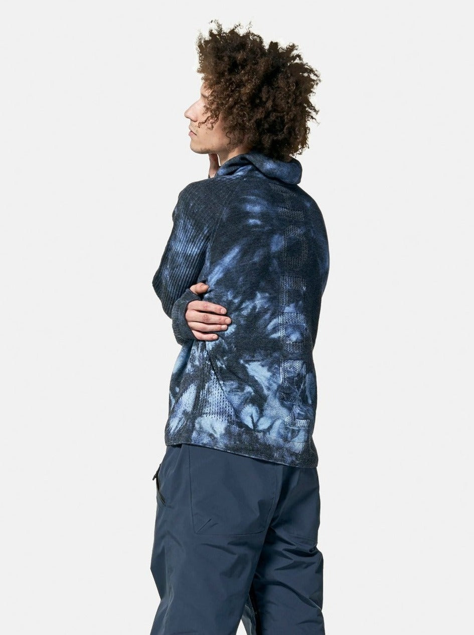 Navy Wave Dye Balaclava Sweater