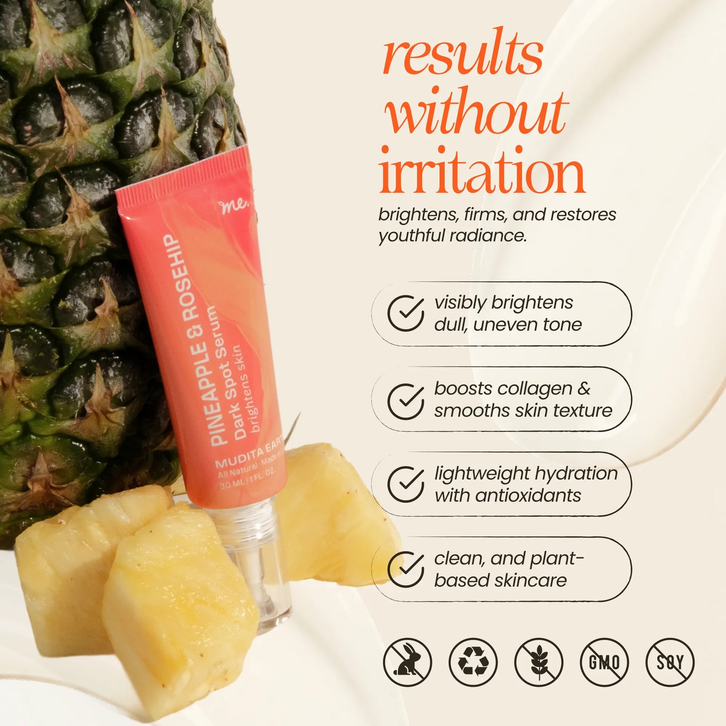Suero de vitamina C de piña y rosa mosqueta