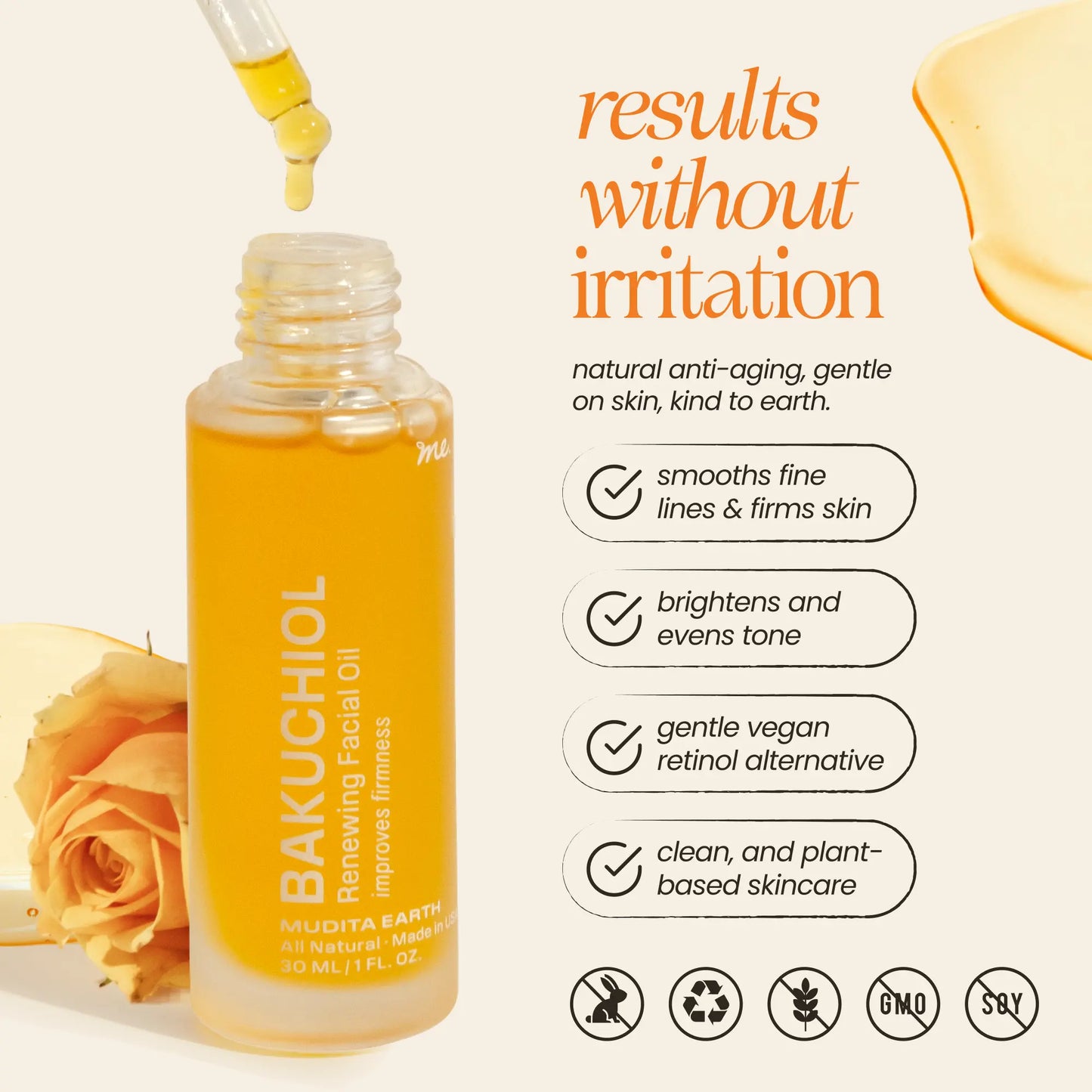 Aceite facial renovador de piel Bakuchiol (alternativa al retinol)