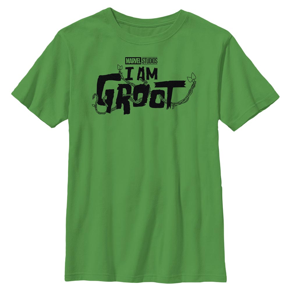 Camiseta negra con logo de Groot de Marvel para niños