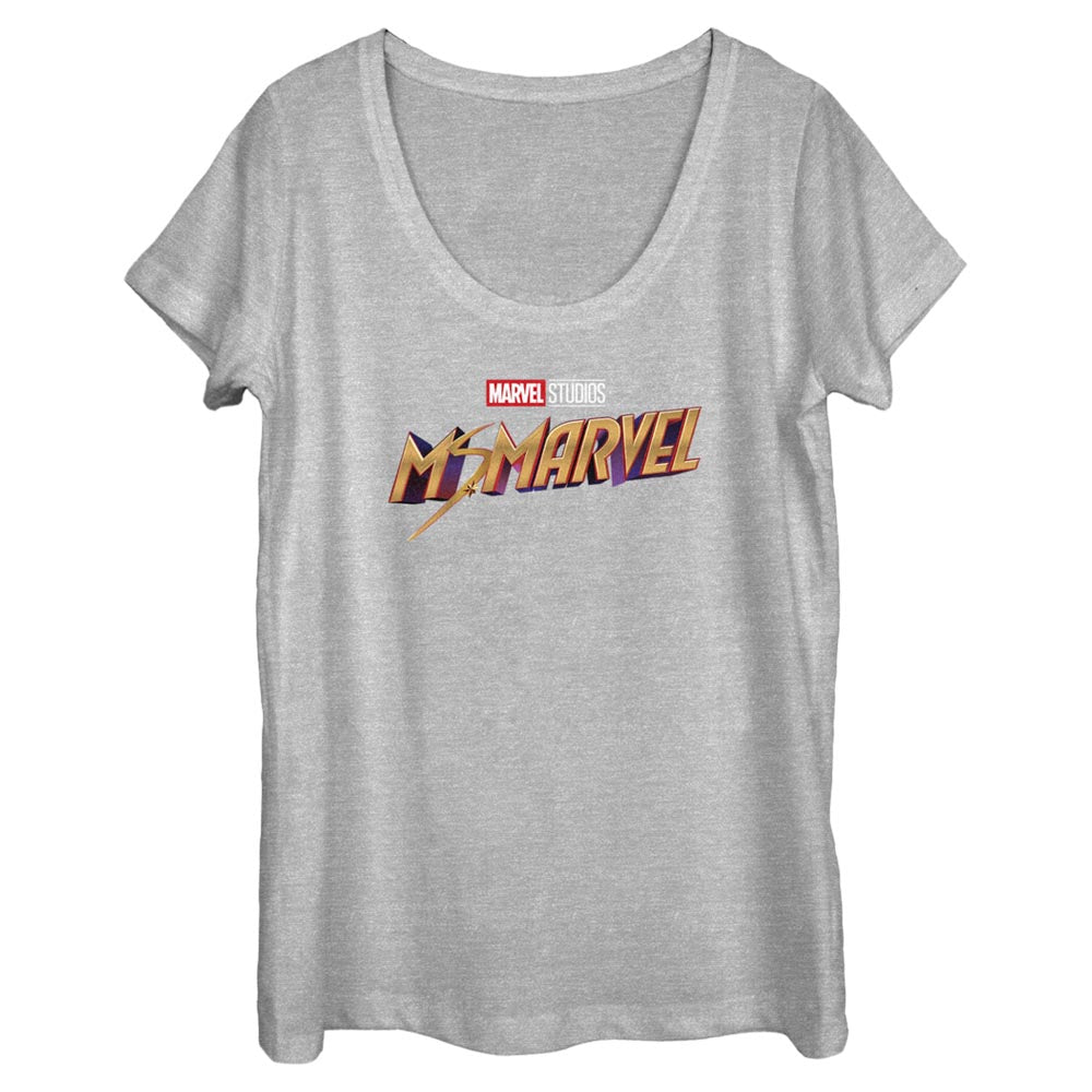 Camiseta de cuello redondo con logo clásico de Marvel para mujer