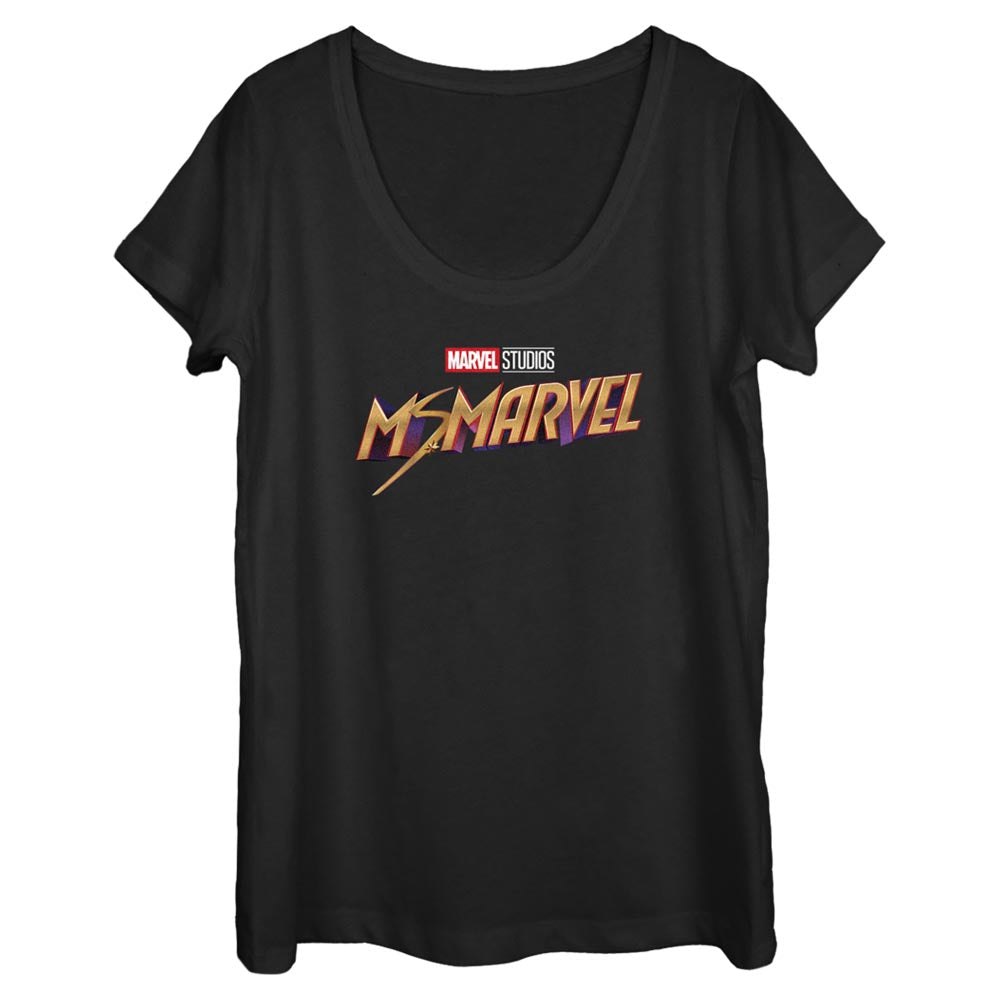 Camiseta de cuello redondo con logo clásico de Marvel para mujer