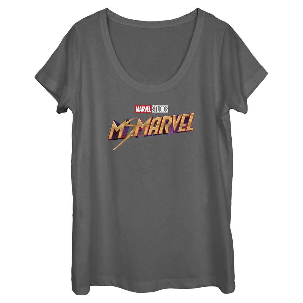 Camiseta de cuello redondo con logo clásico de Marvel para mujer