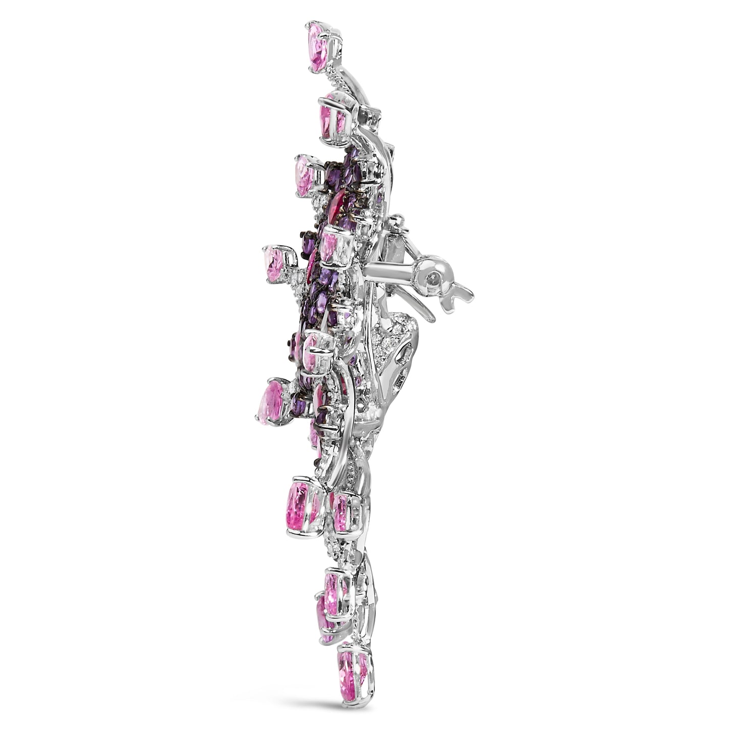 Broche Papillon en Or Blanc 18K avec Diamants et Gemmes