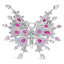 Broche Papillon en Or Blanc 18K avec Diamants et Gemmes