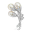 18K White Gold Diamond & South Sea Pearl Floral Brooch Pin