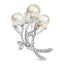 18K White Gold Diamond & South Sea Pearl Floral Brooch Pin