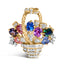 Pendentif et broche floral en or jaune 18K avec diamants et pierres précieuses