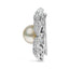 Broche de Flor de Diamante y Perla Cultivada en Oro Blanco de 18K