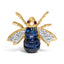 Broche en or jaune 18K en forme de bourdon avec diamants et saphirs