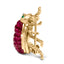 18K Yellow Gold Diamond & Ruby Bumblebee Brooch Pin
