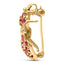 Broche épingle abeille en or jaune 14K et rubis rouge