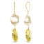 14K Yellow Gold Citrine and Baroque Pearl Drop Earrings