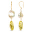 14K Yellow Gold Citrine and Baroque Pearl Drop Earrings