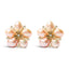 Pendientes de Stud de Flor de Oro Rosa de 18K con Diamantes y Perlas de Agua Dulce