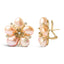 Pendientes de Stud de Flor de Oro Rosa de 18K con Diamantes y Perlas de Agua Dulce
