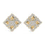 Pendientes de aro de diamantes en forma de geometría de oro amarillo de 18 quilates