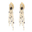 Boucles d'oreilles en chandelier en or jaune 14K avec diamants et saphirs bleus